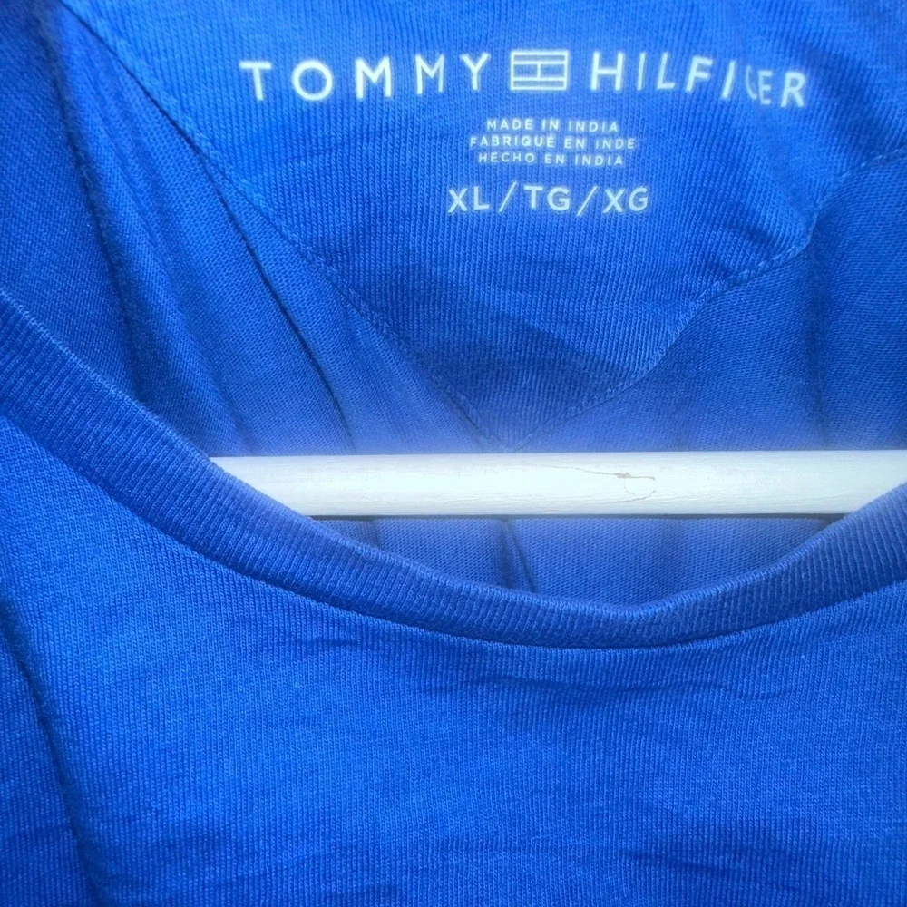 Men’s Blue Tommy Hilfiger Embroidered Logo Short Sleeve T-Shirt Size XL Casual - Picture 4 of 5